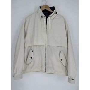 Vintage 90s London Fog Mens Zip Up White Jacket Size‎ Large Long
